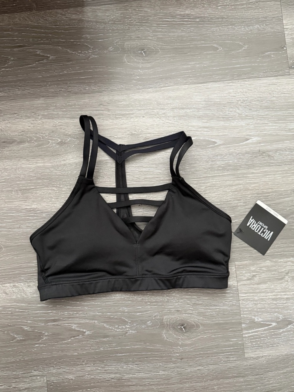 Victoria's Secret Black Strappy Ladder-Back Sports Bra